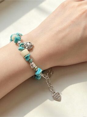 Sweet Turquoise stone Bracelet With Fox Mask